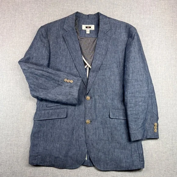 Joseph Abboud Linen Sport Coat Blazer Jacket Men Medium Blue Lightweight Coastal - Picture 13 of 14